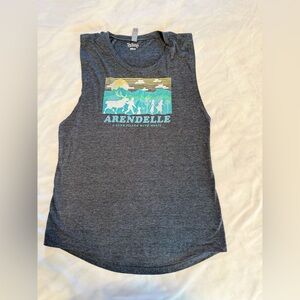 Disney Arendelle Charcoal Tank Top with Teal and Yellow Graphic
